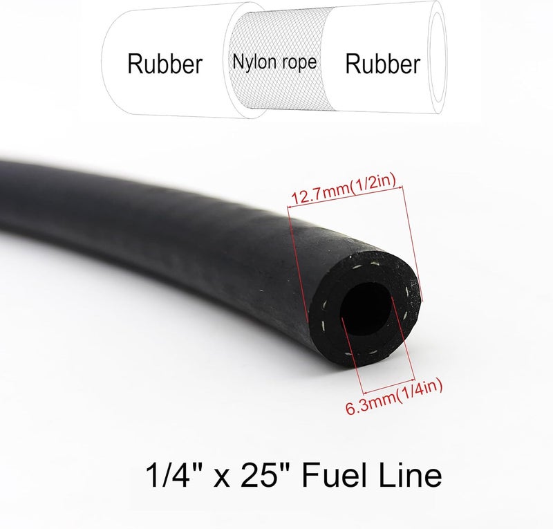 Strongthium 1/4 inch ID Fuel Line Hose x 25" w/ 4 Clamps Compatible with Briggs Stratton MTD Cub Cadet Troy Bilt Crafsman 5414K 283207 791850 95162S Lawn Mower Small Engine - Image 3